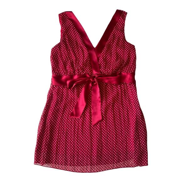 Vanity Y2K Polka Dot Babydoll Top Sleeveless Red Satin Trim Feminine Flirty - Picture 3 of 8